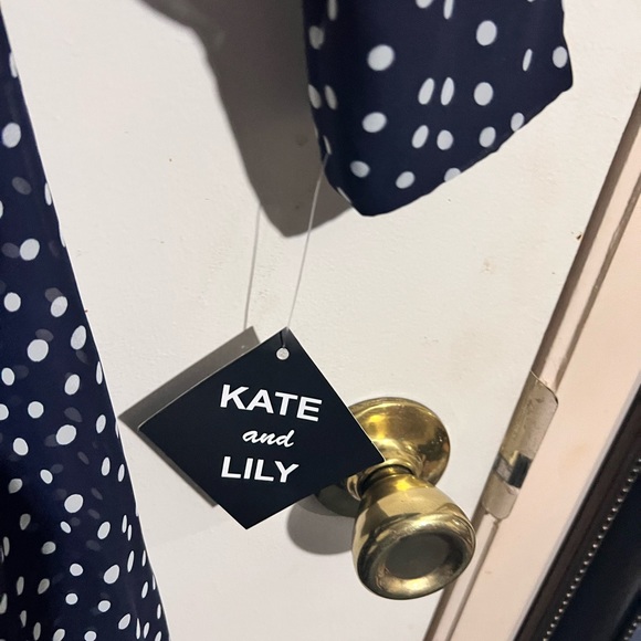 Kate and Lily Navy Polka Dot Dress 6 - Picture 4 of 10